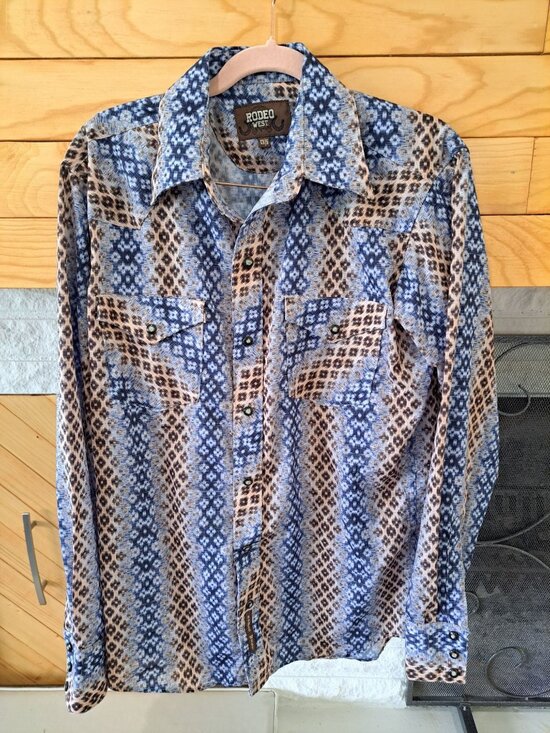 Rodeo West Other - Rodeo West Mens Western Pearl Snap Button Shirt S Diamond Front Back Yokes Rodeo